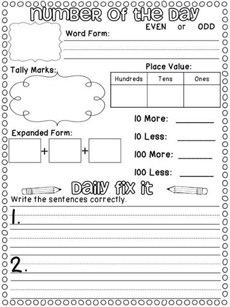 number sense  numeration worksheet  grade math education math