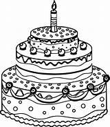Cake Birthday Drawing Coloring Pencil Blank Getdrawings sketch template