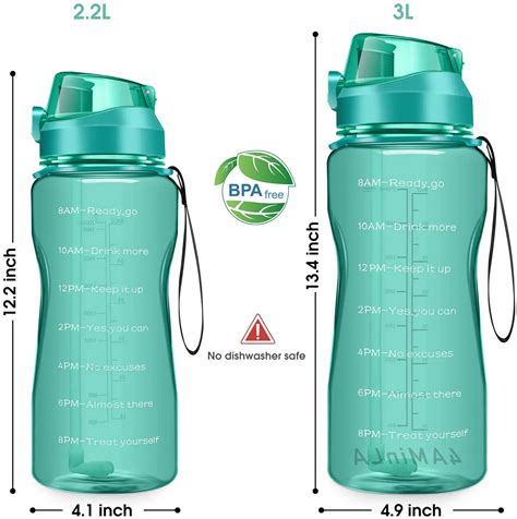 aminla motivational water bottle loz  gallon jug  straw  time marker large