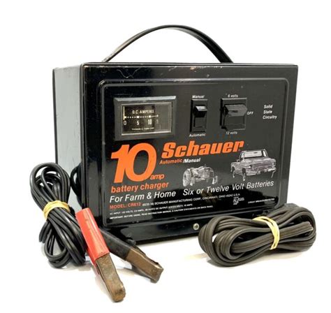 vtg schauer car battery charger  amp    volt model cr black metal case  sale