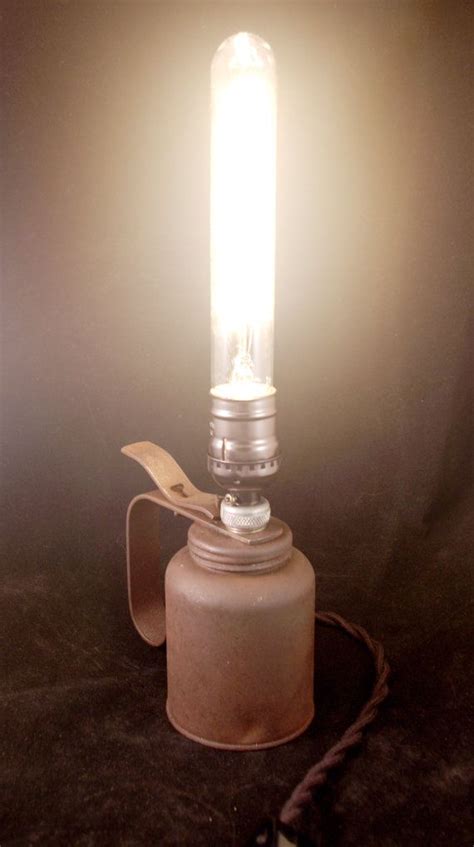 vintage rusty oil  light  edison bulb  lights unusual lamps vintage oil cans
