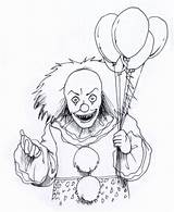 Coloring Pennywise Clown Scary sketch template