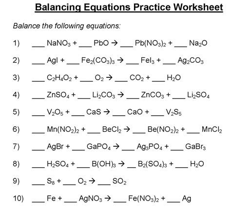 balancing equations worksheet key balancing chemical db excelcom