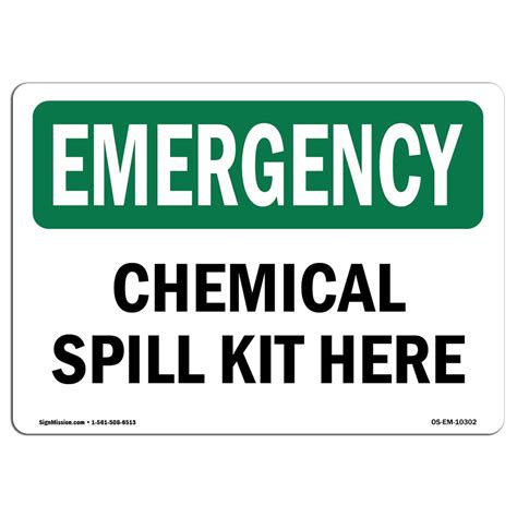 osha emergency sign chemical spill kit  choose  aluminum