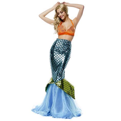 new woman s polyester disfraces halloween blue mermaid