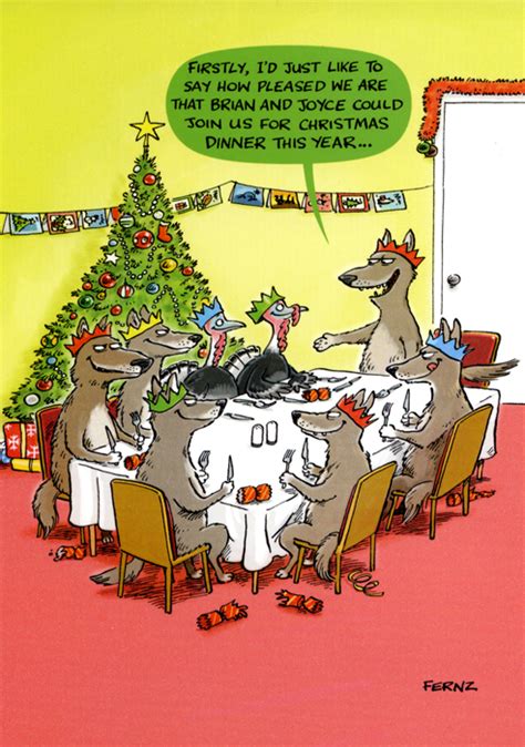 humorous card  animalfunction join   christmas dinner comedy