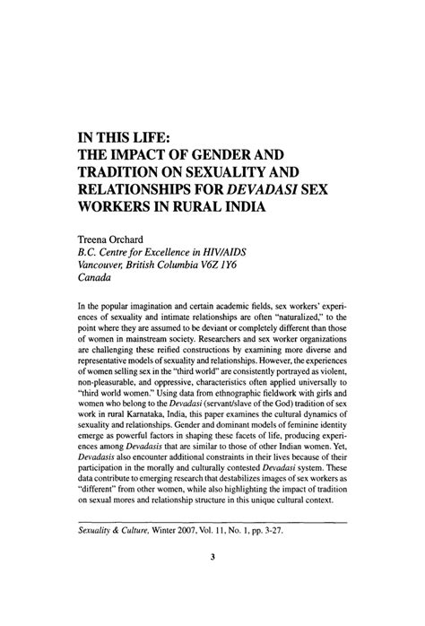 Pdf In This Life The Impact Of Gender And Tradition On Sexuality And
