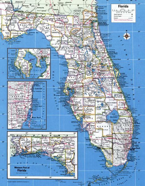 map  florida state  highwaysroadscitiescounties florida map image