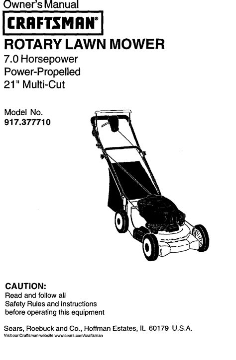 Craftsman 917377710 User Manual Gas Walk Behind Lawnmower Manuals And