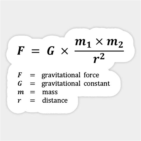formula gravitational force gravitational force sticker teepublic