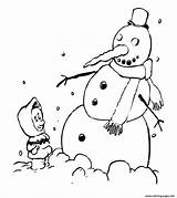 Coloring Snowman Winter Kid Pages Printable sketch template