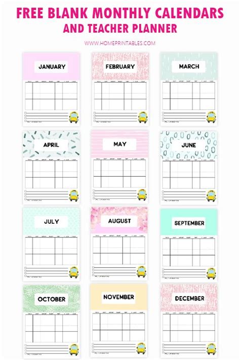 blank calendars  teacher planner