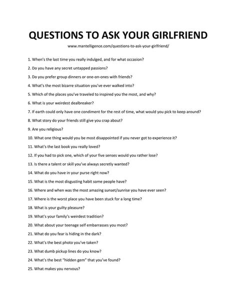 Deep Questions To Ask Your Girlfriend About Herself South Africa