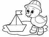Coloring Kids Pages Easy Color Duck sketch template