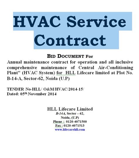 hvac service contract form template  sample contracts contract
