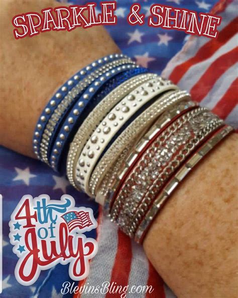 happy   july sparkle shine   red white  blue wrap bracelet blevinsblingcom