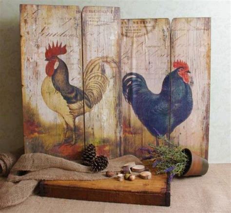 wood crafts ideas charming roosters  jazz  room decor