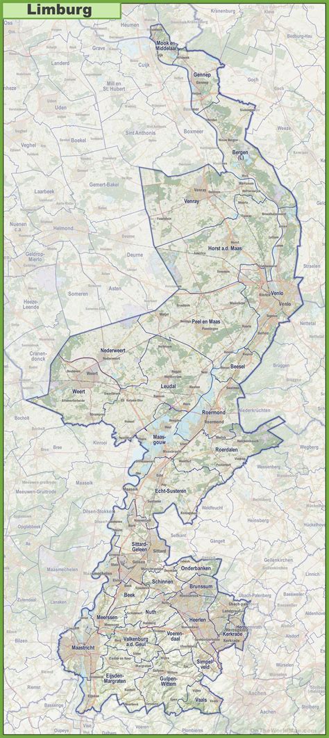 map  limburg  cities  towns ontheworldmapcom