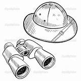 Safari Coloring Binoculars Sketch Jeep Hat Drawing Objects Vector Pages Gear Stock Colouring Illustration Printable Doodle Lhfgraphics Depositphotos Jungle Construction sketch template