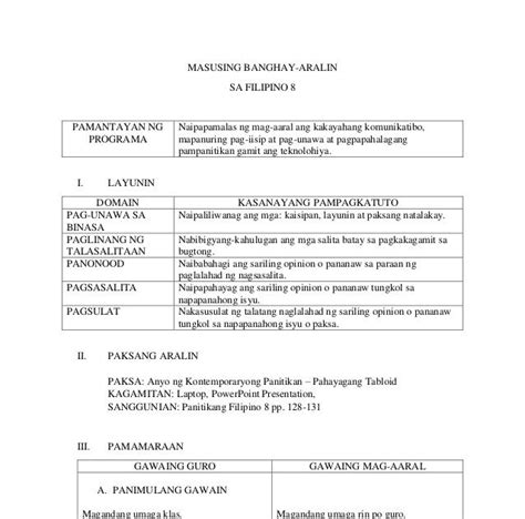 detailed lesson plan in filipino maikling kwento