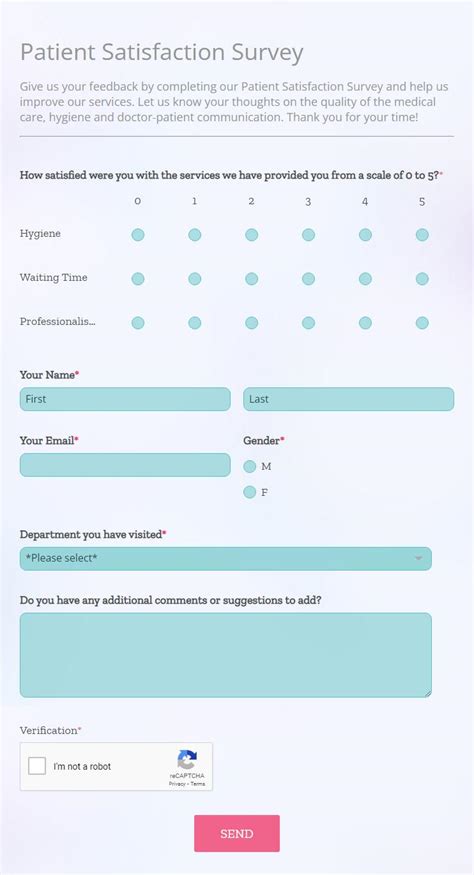 patient satisfaction survey template formbuilder