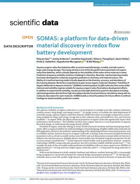 somas  platform  data driven material discovery  redox