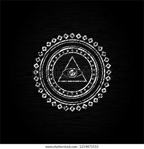 illuminati pyramid icon chalkboard texture vector de stock libre de regalias