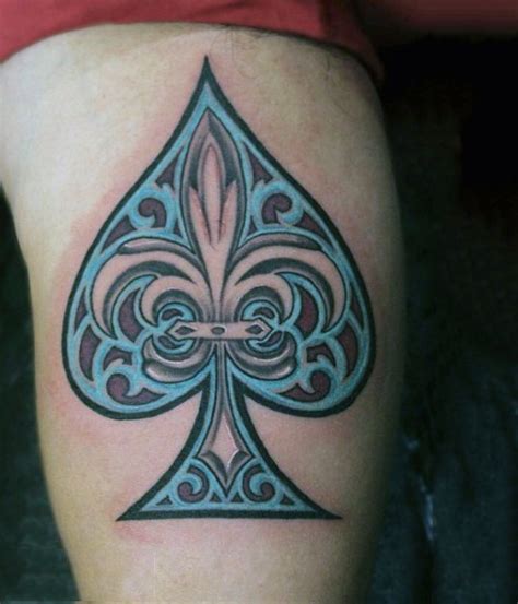 beautiful colored big spades symbol tattoo on arm tattooimages