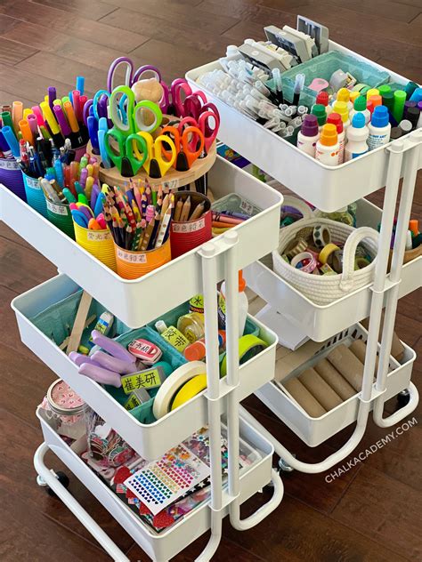 kids art cart storage system  organization tips