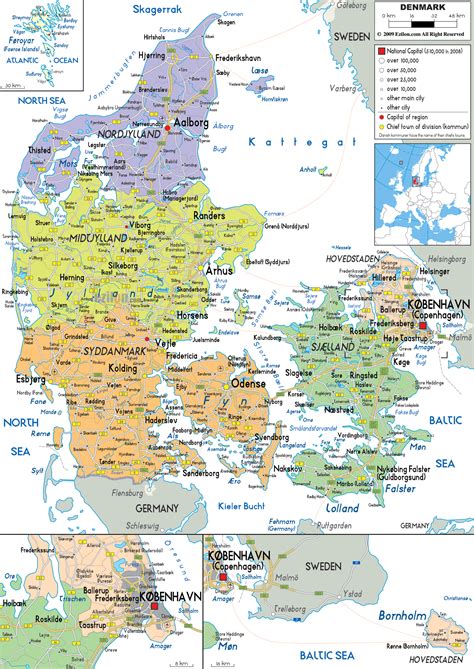 detailed political map  denmark ezilon maps