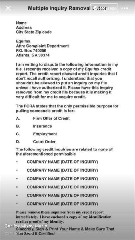 letter   send    major credit bureaus
