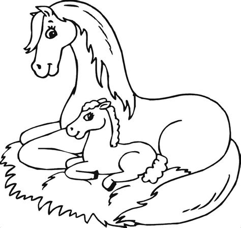 mom  baby horse coloring page coloringbay