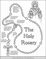 Rosary Prayers Thecatholickid Praying Rosaries Mysteries Getcolorings Hail Religious Recite sketch template
