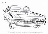 Impala Chevy Drawing Draw Supernatural 1967 Coloring Drawings Step Pages Cars Tutorials Template Paintingvalley Learn sketch template