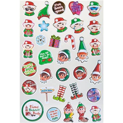 Naughty Elf Bubble Sticker Sheet Party Delights