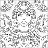 Coloring Pages Tribal Queen Adults Afro Color African American Book Therapy Adult Printable Getcolorings Google Print Books Choose Board sketch template