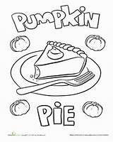 Coloring Pie Pumpkin Pages Thanksgiving Color Food Sheets Fall Printable Worksheets Worksheet Kids Preschool Education Pies Kindergarten Teens Turkey Choose sketch template