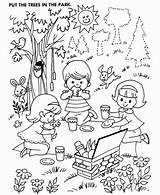 Picnic Pages Coloring Park Activity Colouring Kids Color Counting Sheet Printable Drawing Activities Sheets Family Number Fun Objects Honkingdonkey Together sketch template