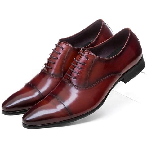 fashion black brown tan oxfords shoes mens dress shoes genuine leather formal wedding shoes