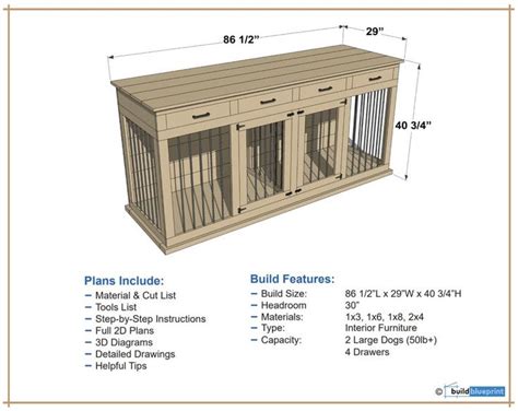 digital plans  large double dog kennel tv stand diy etsy dog kennel furniture large dog