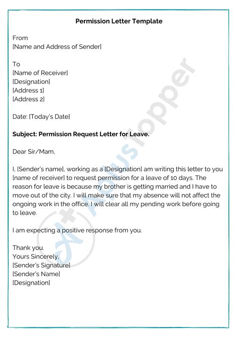 permission letter format samples templates   write