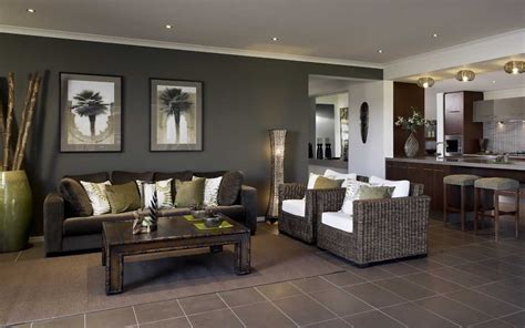 dark brown tiles dark feature wall living area lounge room