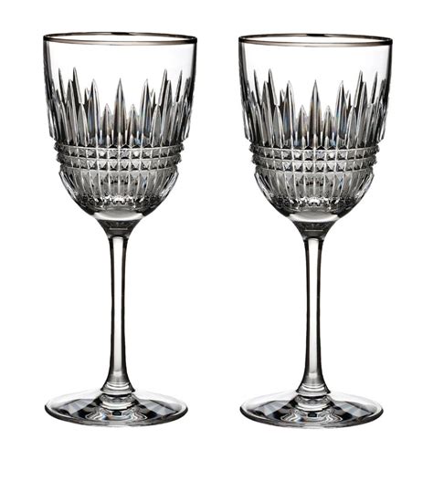 waterford set of 2 lismore diamond goblet wine glasses 275ml harrods uk