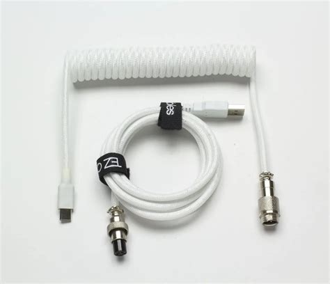 series custom coiled aviator usb  keyboard cable frostbite white tez cables