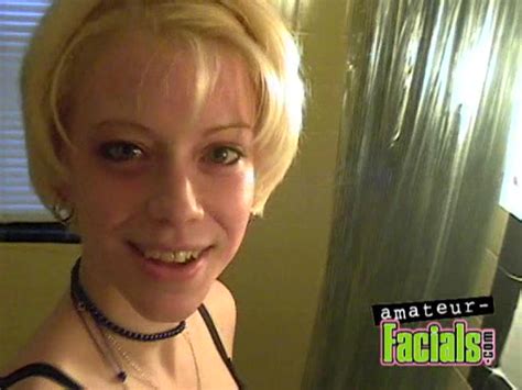 Short Haired Blonde Teen Gets Nicely Facialized From A Big