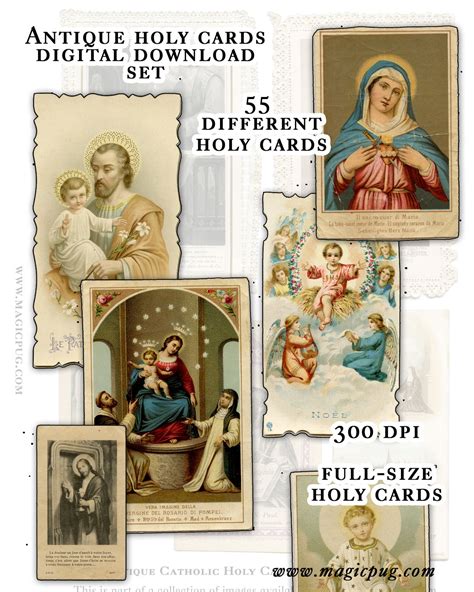catholic holy cards digital  set   images  etsy