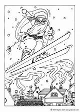 Santa Skiing Coloring Pages Christmas Hellokids Claus Print Color sketch template