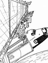Spatiale Navette Shuttle Fixing Orbit Astronout sketch template