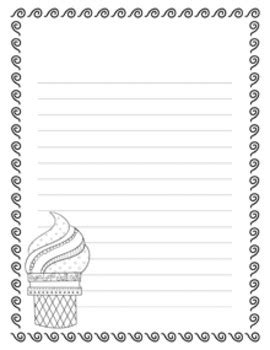 ice cream writing paper  styles black  white  pink posy paperie