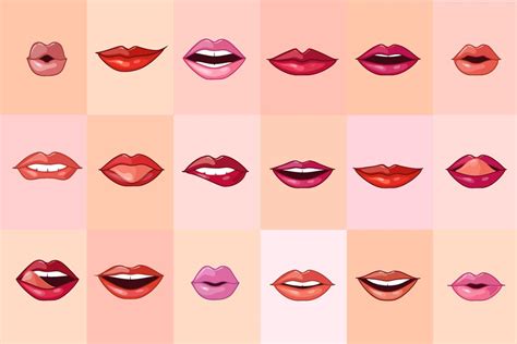 female lips set mouth with pre designed vector graphics ~ creative
